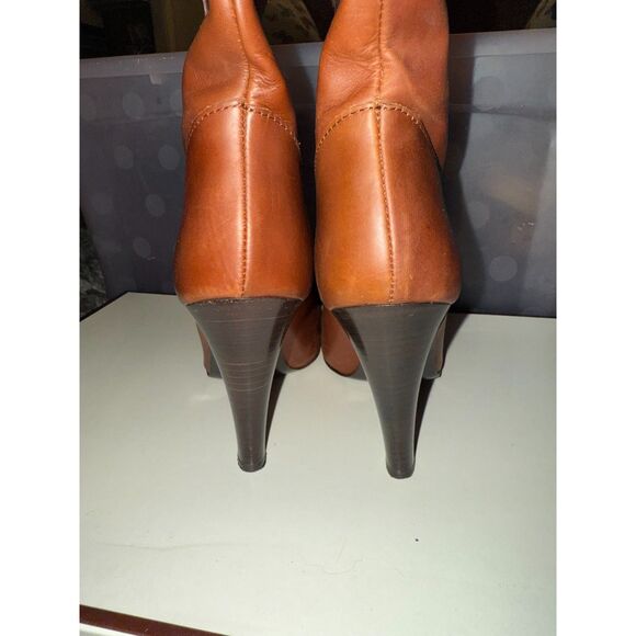 Coach Monika Whiskey Brown Leather Tall Boots with Signature Color Sweater Cuff - Picture 5 of 6